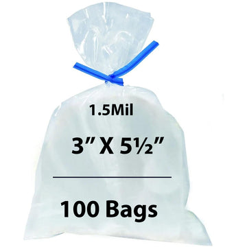Flat Polypropylene Bags 1.5 Mil 3X5.5 inches 100 Bags